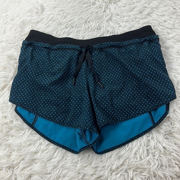 lululemon athletica Pants - Lululemon Run It Out Short (3") Mini Dedication Dot Indian Ocean Astro Blue